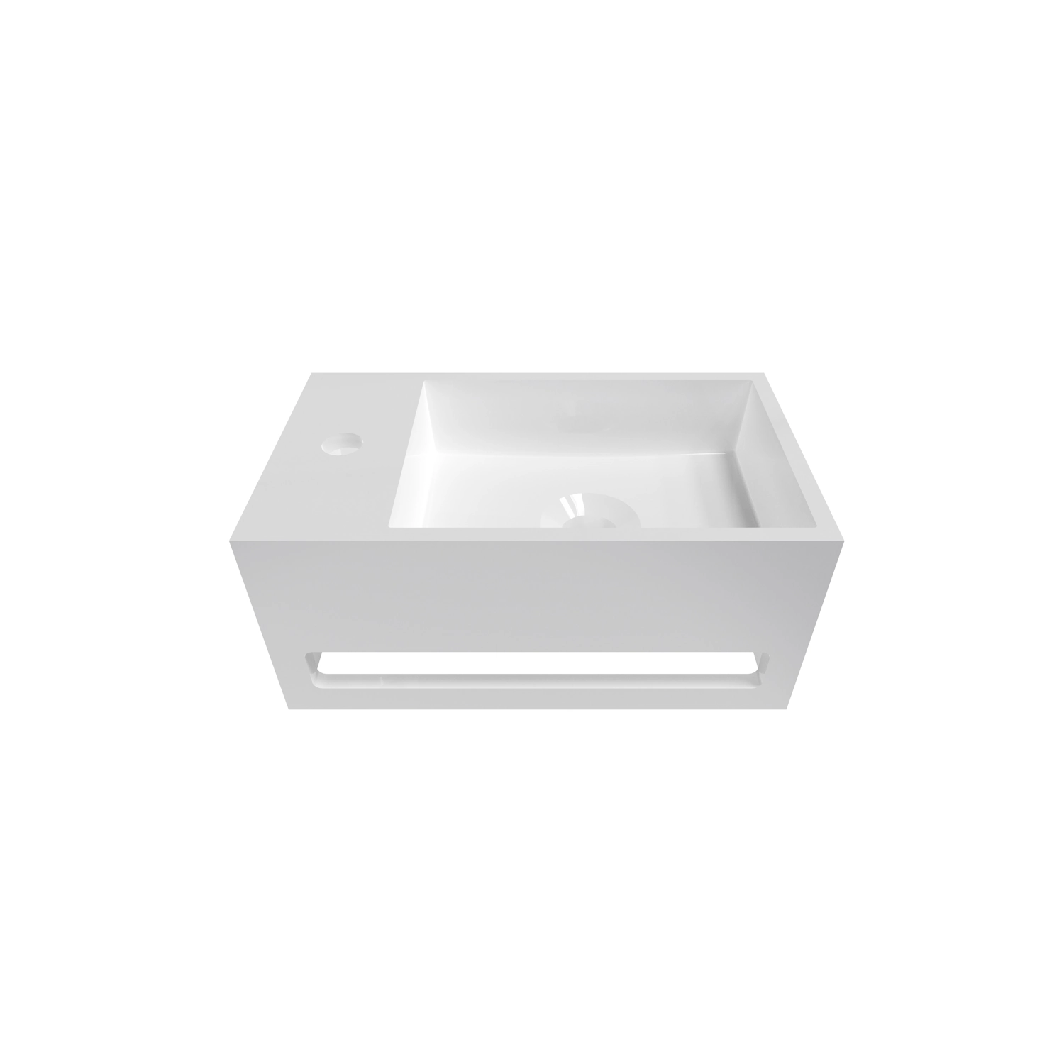 DutchLine - Solid.Surface Fonteint Met Handdoekrek - Glans Wit - 356x203x159mm - P12311L-GW