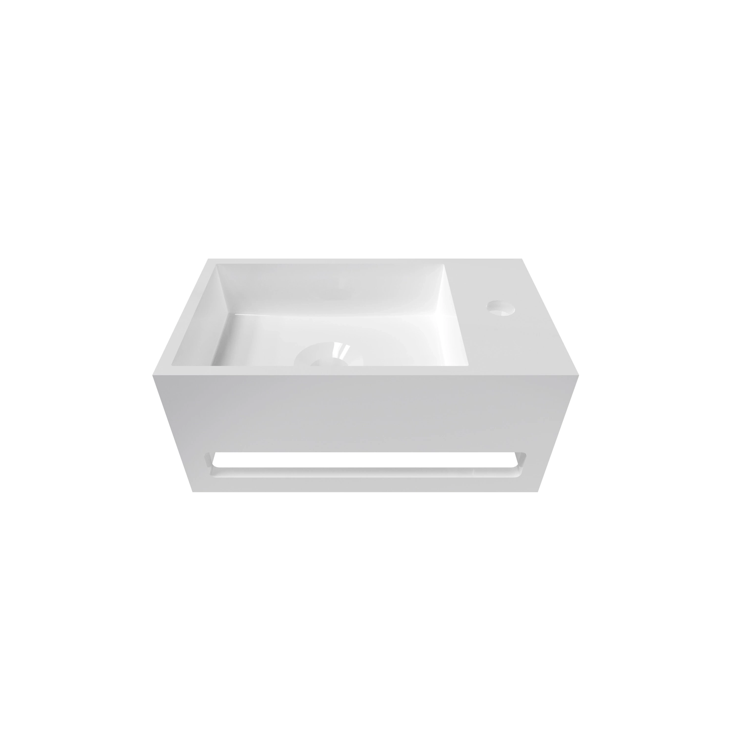 DutchLine - Solid.Surface Fonteint Met Handdoekrek - Glans Wit - 356x203x159mm - P12311R-GW