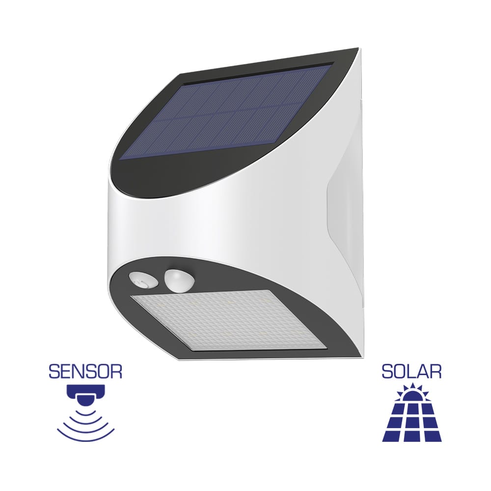 Braytron Solar LED Wandlamp - Beweging Sensor - Wit - Afbeelding 1