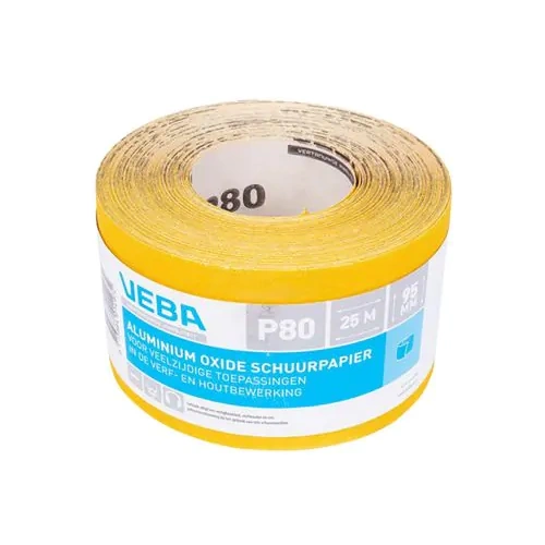 VEBA Schuurpapier Rol 95mm x 25m Aluminium Oxide - P80 - Afbeelding 1