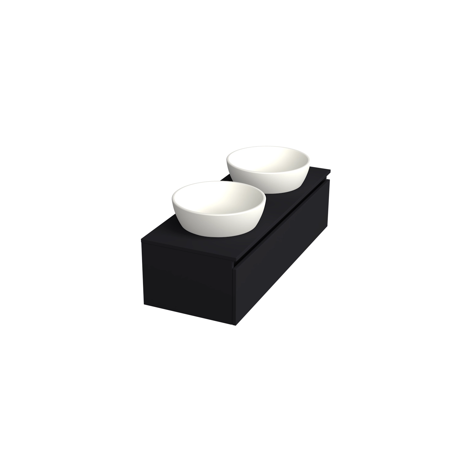 Dutchline Badmeubel Onderkast – Mat Zwart – 120x46cm – 1 Lade – 2 Uitsparingen