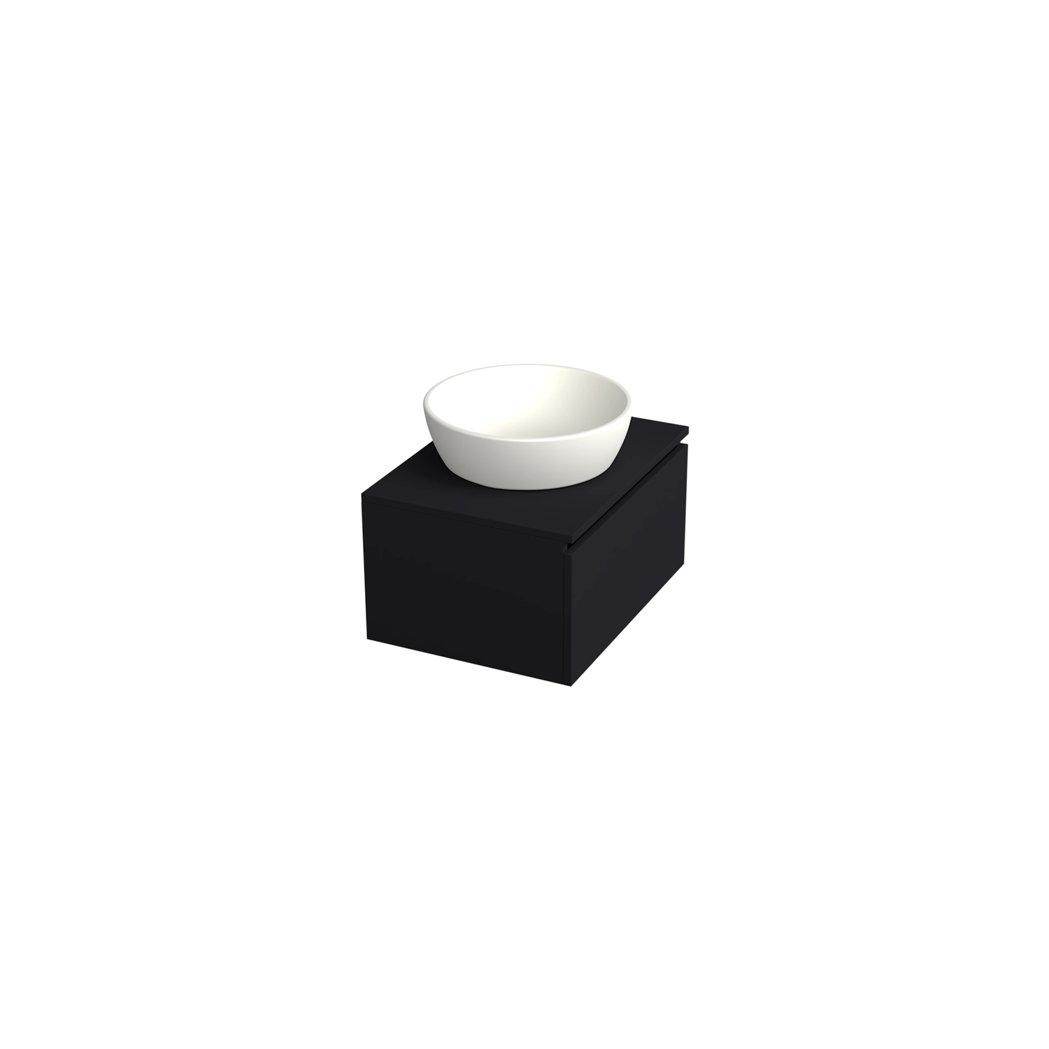 Dutchline Badmeubel Onderkast – Mat Zwart – 60x46cm – 1 Lade – 1 Uitsparing