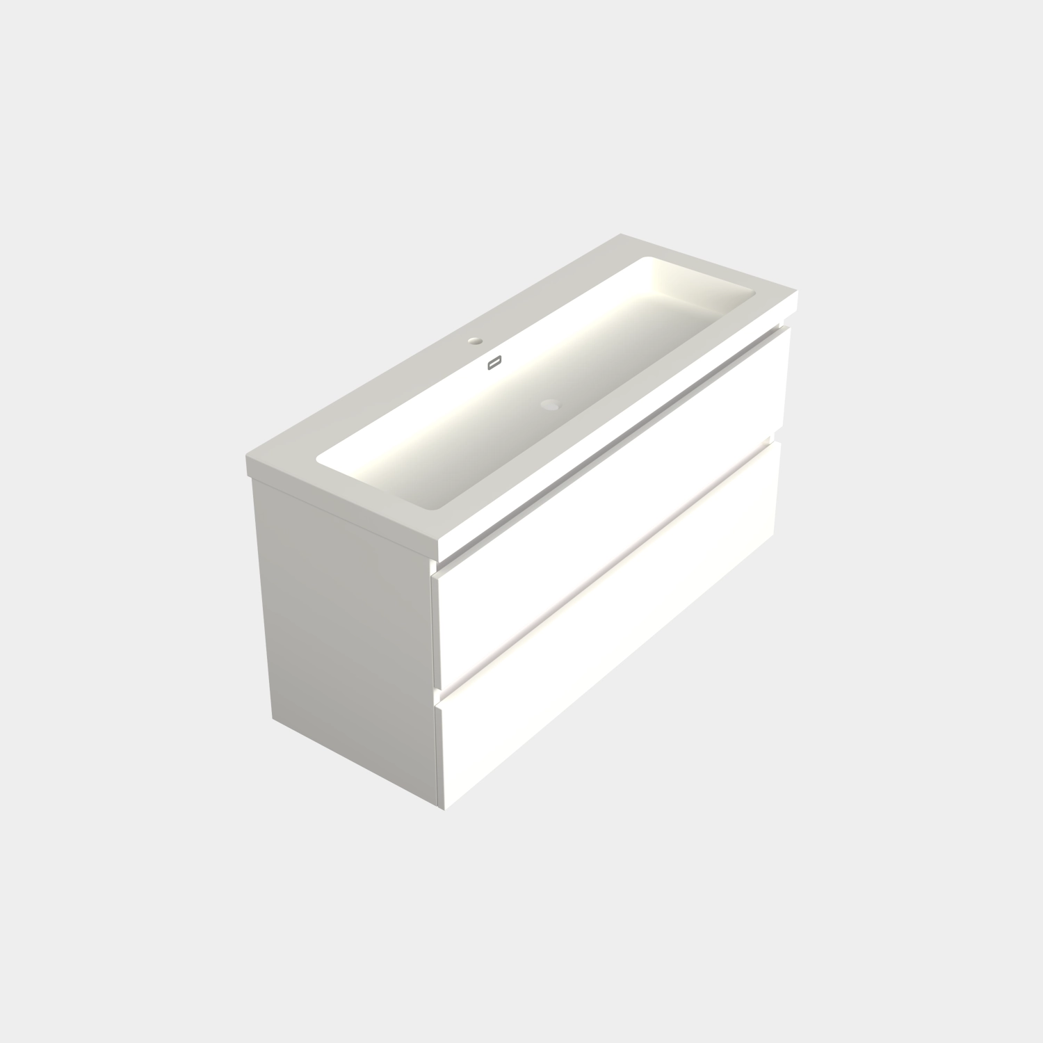 Dutchline Badmeubel Onderkast Midden – Mat Wit – 120x42cm – 2 Lades – 1 Uitsparing