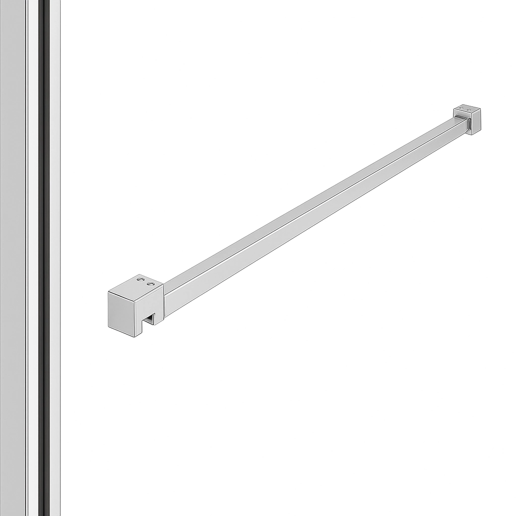 DutchLine - Profielset T.B.V. Slim Glasplaten - Muurprofiel 200cm - Stabilisatiestang 120cm - Chroom
